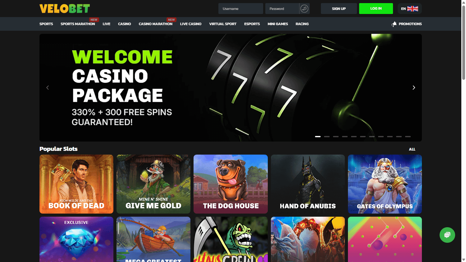 Velobet Casino Desktop screenshot